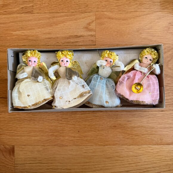 Set of Four Vintage Shiny Brite Christmas Angel Ornaments by Max Eckardt & Sons - Picture 1 of 16